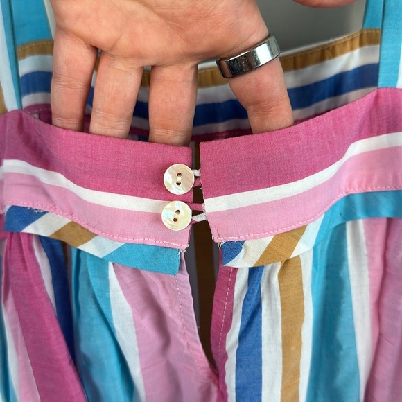 Lemlem Striped Jima Sweepy Banu Midi Summer Aqua Pink Blue Dress Size Medium - Picture 11 of 15